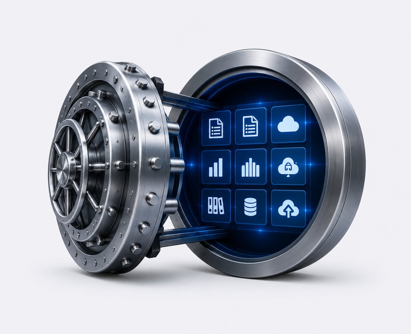 Bóveda digital con íconos de recursos BIM³